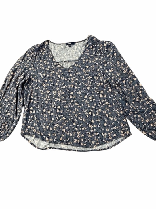 Angels Forever Young Tops - Angels Forever Young Size Medium Navy Floral V-Neck Long Sleeve Blouse.